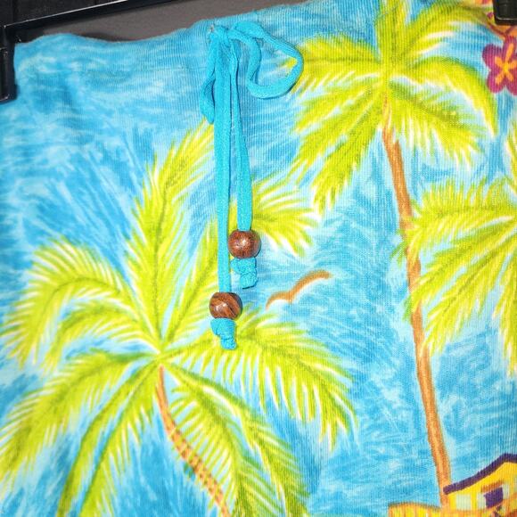 Boston Proper XS Drawstring Waist Cotton Tropical Cruise Ruffle Hem Resort Skirt - Picture 3 of 6